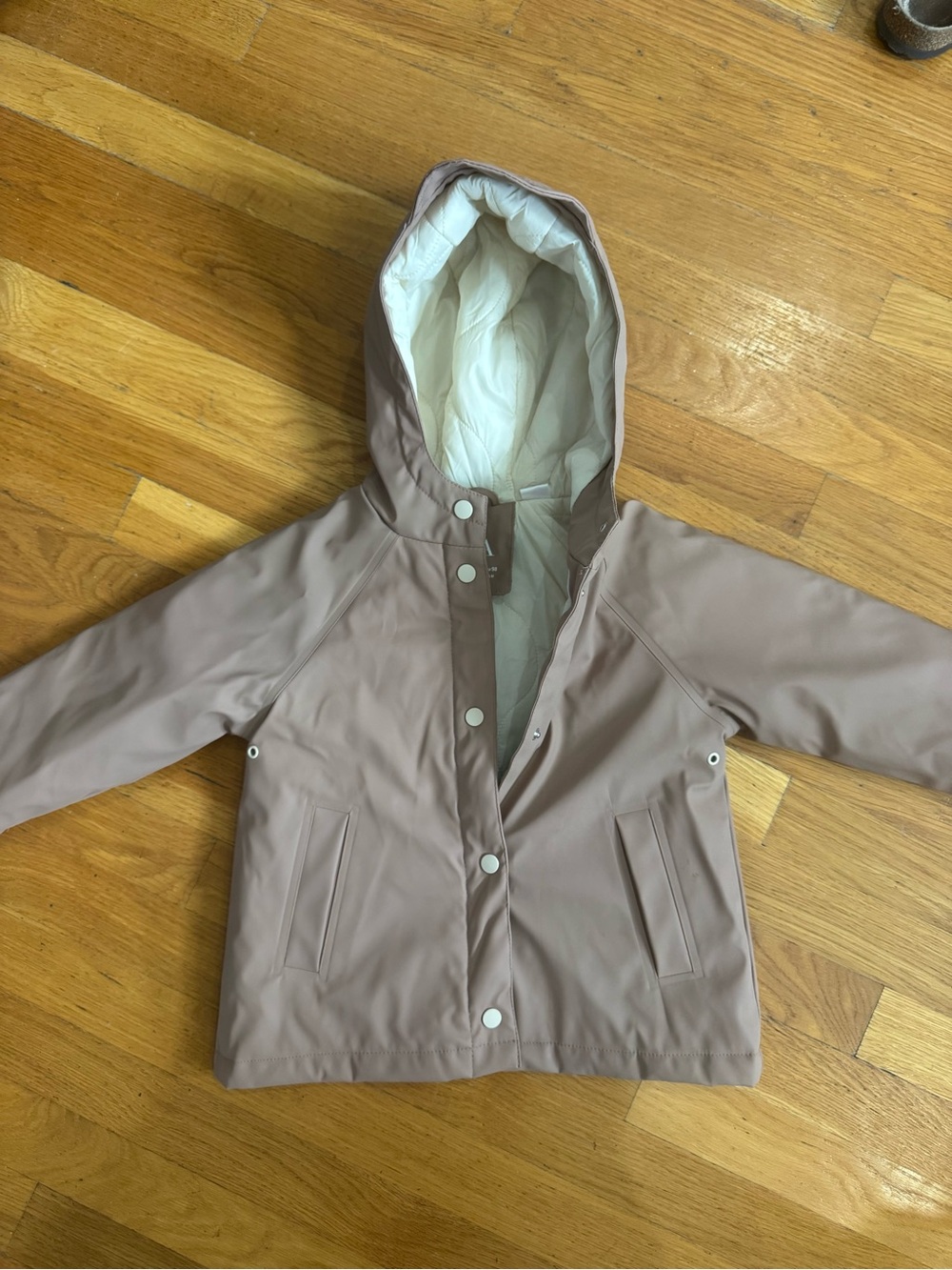 Zara Kids Hooded Raincoat in Dusty Mauve with Cream Lining
